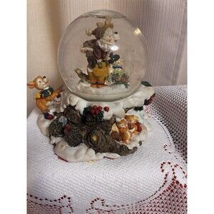 JCPenney Rotating Snow Globe  Plays We Wish You A Merry Christmas Santa Musical